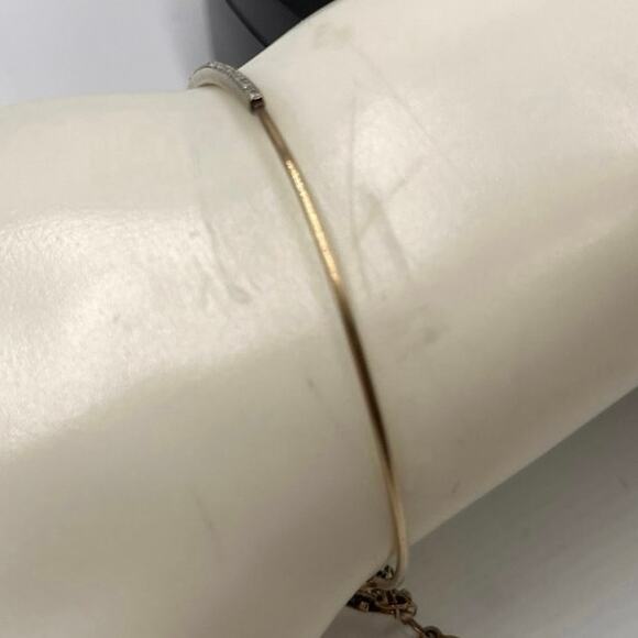 Designer Signed 480PM Gold Silver Platinum 38 Diamond Lobster Claw Bracelet - Picture 5 of 9